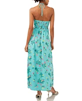 1.state Women's Tie Neck Halter Floral-Print Maxi Dress