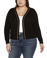 Belldini Black Label Plus Chain Detail Shrug Cardigan Sweater