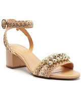 Arezzo Women's Stella Mid Block Embellished Sandals