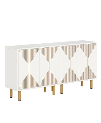 Tribesigns Modern White Storage Cabinet Set, Classic 59 inches Sideboard with doors for Living Room, Dining Garage