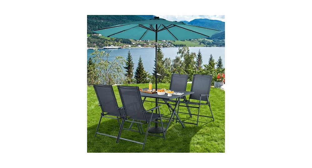 Slickblue 5 Piece Patio Dining Furniture Set with 4 Armchairs and 1 Dining Table-Gray