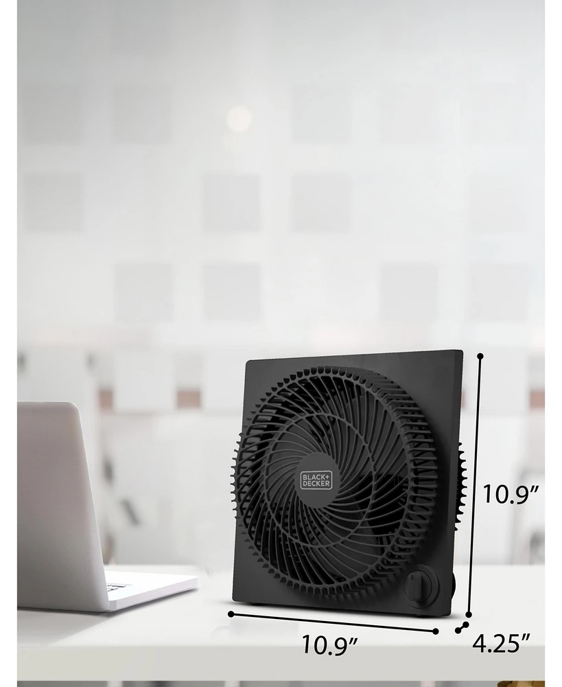 Black+Decker Portable 9 Inch Box Fan, 3 Speed Settings & Self Standing