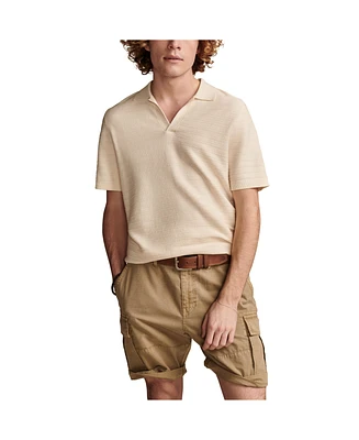 Lucky Brand Men's Crochet Johnny Collar Short Sleeve Polo Shirt