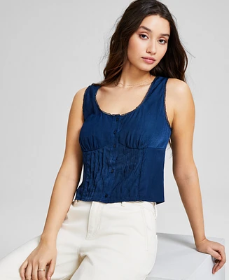 And Now This Women's Button Front Scoop-Neck Sleeveless Top, Created for Macy's