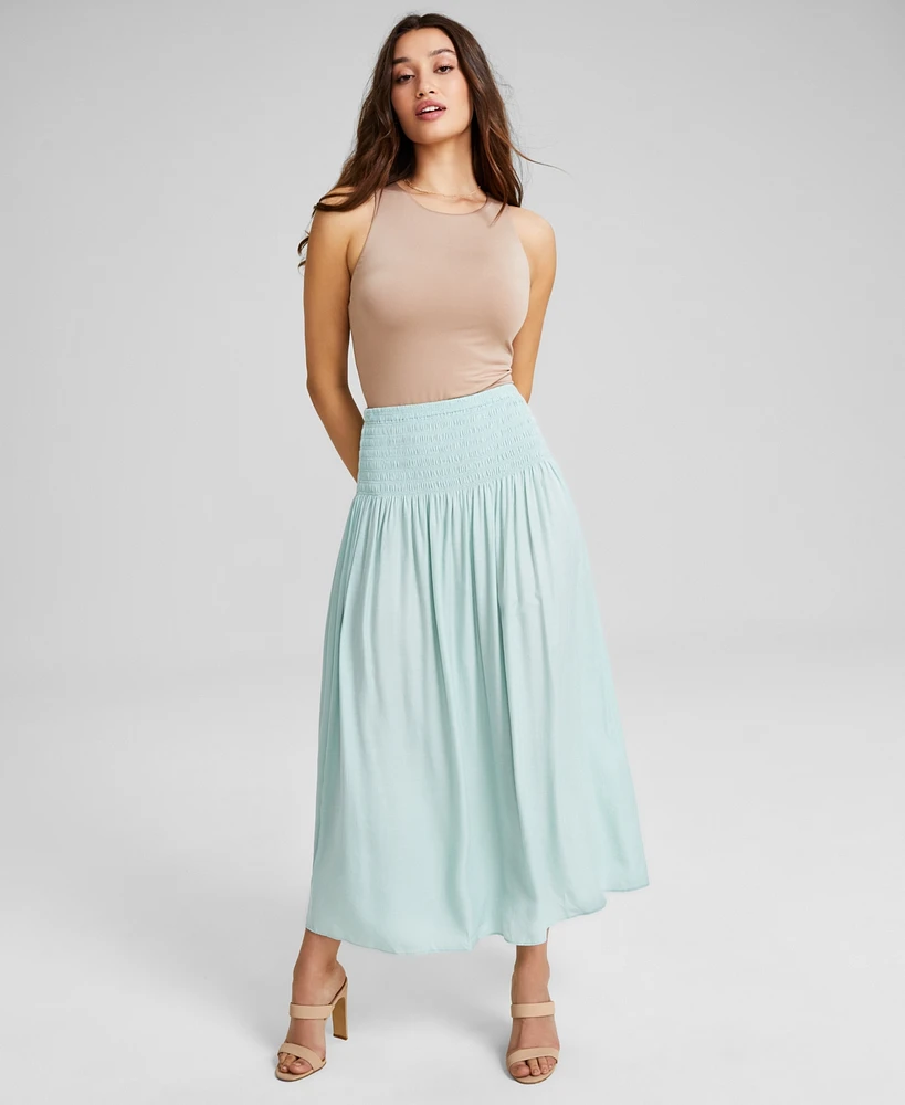 And Now This Women's Smocked Waist Maxi Skirt