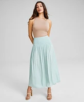 And Now This Women's Smocked Waist Maxi Skirt