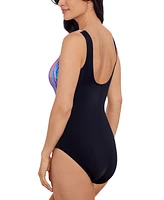 Swim Solutions Women's Printed Scoop-Neck One-Piece Swimsuit, Created for Macy's