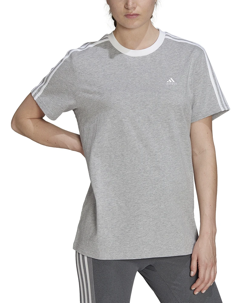 adidas Women's Essentials 3 Striped Boyfriend Tee