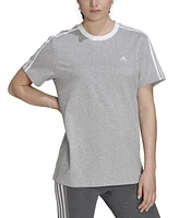 adidas Women's Essentials 3 Striped Boyfriend Tee