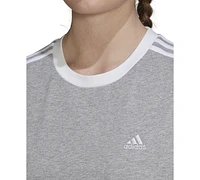 adidas Women's Essentials 3 Striped Boyfriend Tee