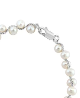 Effy Freshwater Pearl Zigzag Flex Bracelet in Sterling Silver