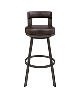 Armen Living Flynn 26" Swivel Counter Stool in Metal with Faux Leather