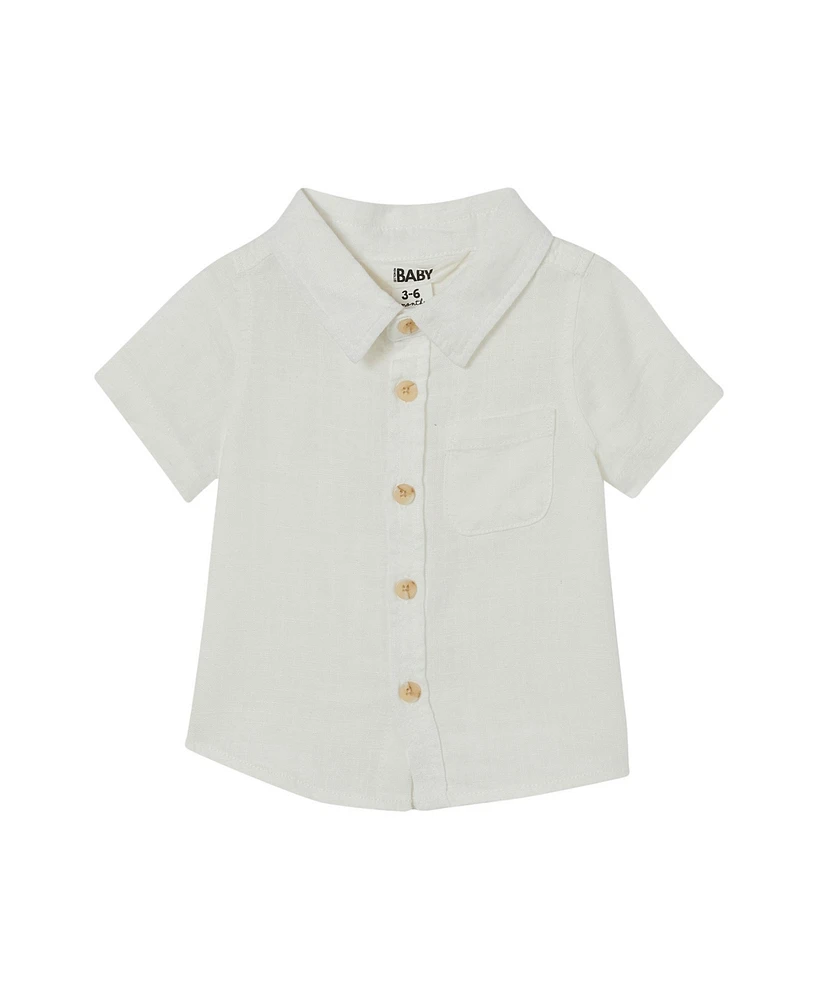 Cotton On Baby Boys Leonard Linen Button Down Shirt