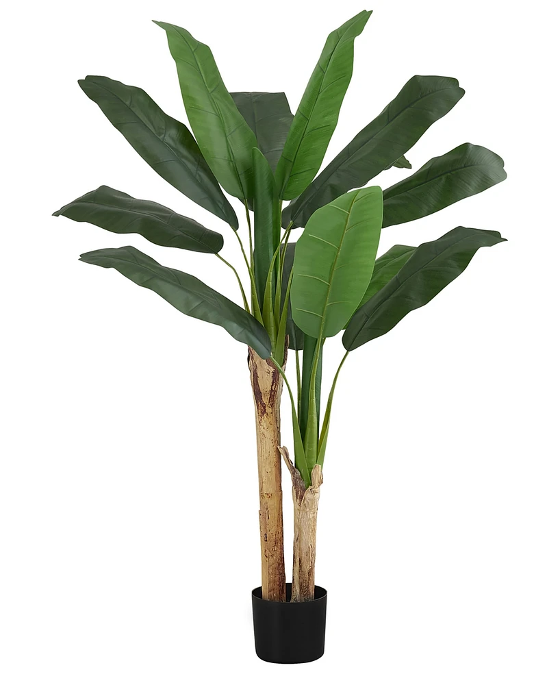 Monarch Specialties 55" Indoor Artificial Floor Banana Tree with Black Pot