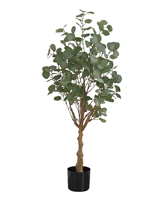 Monarch Specialties 46" Indoor Artificial Floor Eucalyptus Tree with Black Pot