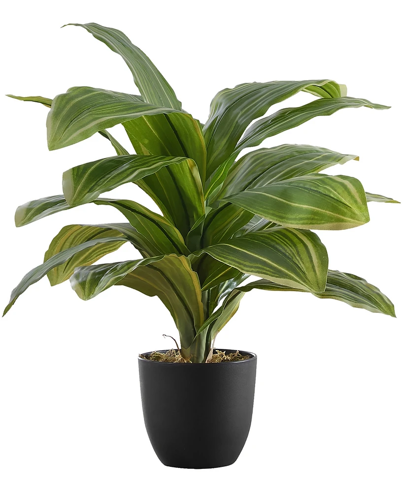 Monarch Specialties 17" Indoor Artificial Dracaena Plant with Decorative Black Pot