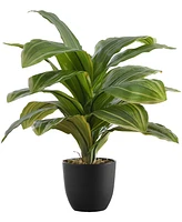 Monarch Specialties 17" Indoor Artificial Dracaena Plant with Decorative Black Pot