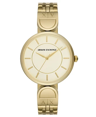 A|X Armani Exchange Women's Brooke Three Hand Gold-Tone Stainless Steel Watch 38mm