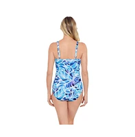 ShapeSolver by Penbrooke Women's Shirred Front Panel One-Piece Swimsuit