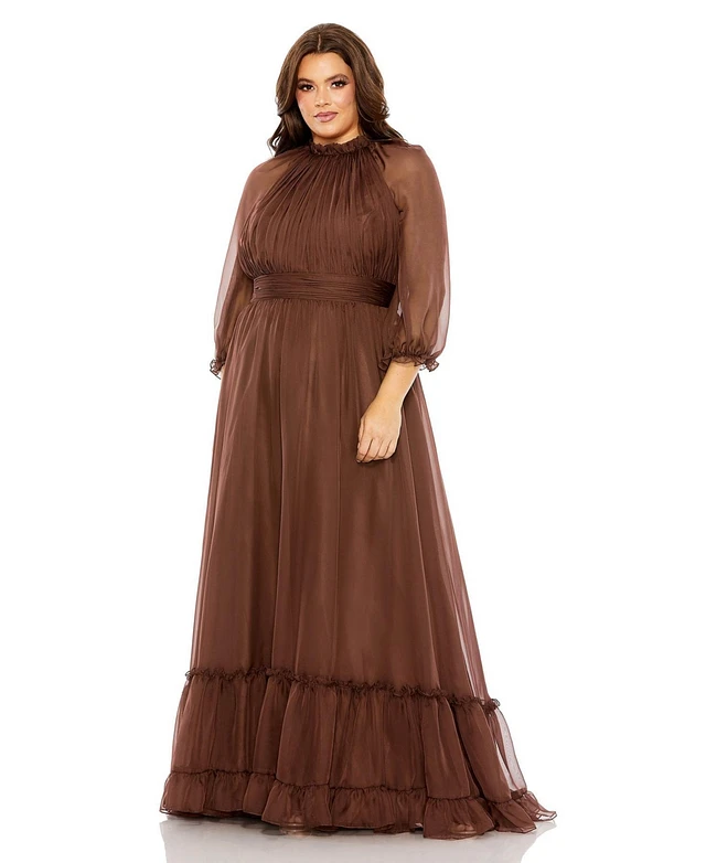 mac duggal sequin tiered long sleeve tulle dress New Mac Duggal Black Sequin Tiered Long Sleeve Tulle Cocktail Dress Size 16  $498