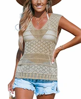 Cupshe Women's Khaki Crochet Cover-Up Top