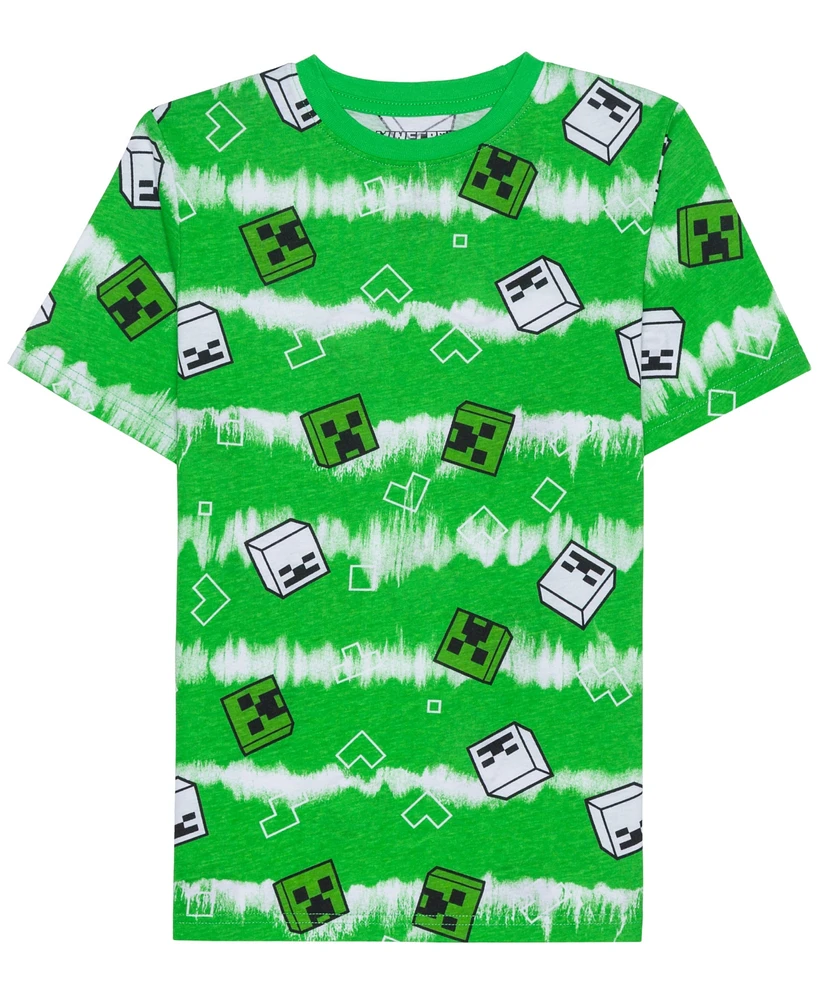 Minecraft Aop Big Boys Short Sleeve Graphic T-shirt