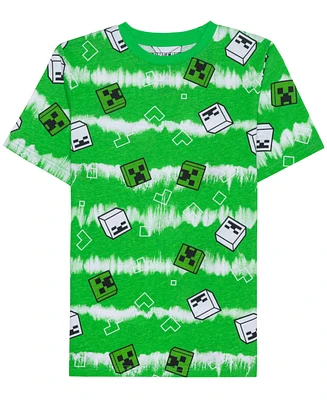 Minecraft Aop Big Boys Short Sleeve Graphic T-shirt