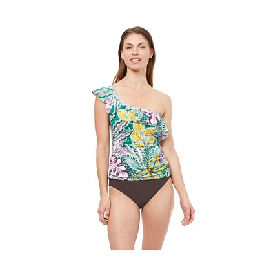 Gottex Women's Tropic Boom One Shoulder Tankini swim top