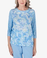 Alfred Dunner Petite Hyannisport Crew Neck Floral Top