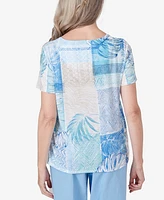 Alfred Dunner Petite Hyannisport Patchwork Leaf and Lace T-Shirt