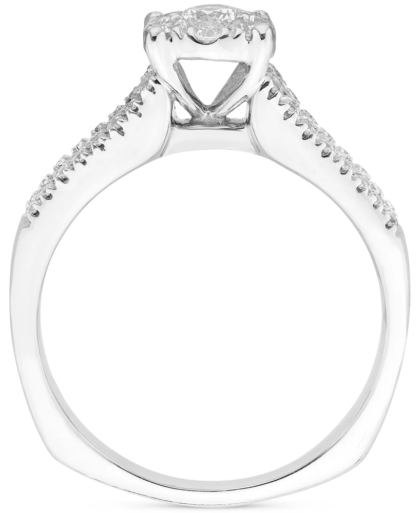 Diamond Halo Engagement Ring (3/4 ct. t.w.) in 14k White Gold