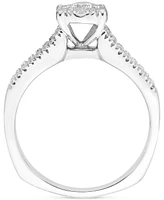 Diamond Halo Engagement Ring (3/4 ct. t.w.) in 14k White Gold