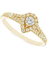 Diamond Halo Engagement Ring (1/2 ct. t.w.) in 14k Gold