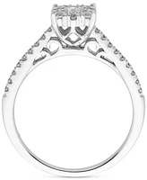 Diamond Square Halo Engagement Ring (1/2 ct. t.w.) in 14k White Gold