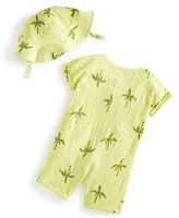 First Impressions Baby Boys 2-Pc. Large Palm Henley Romper & Hat Set, Created for Macy's