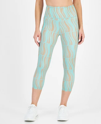 Id Ideology Women's Active Wavey-Print Cropped Compression Leggings, Created for Macy