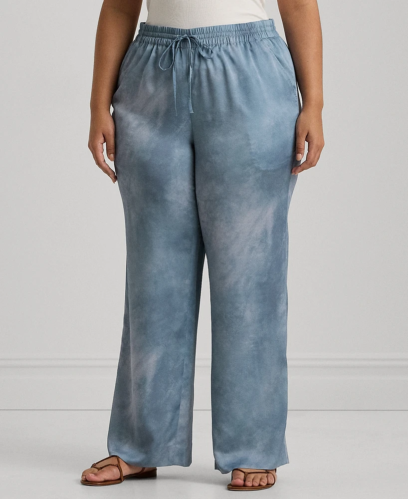 Lauren Ralph Plus Printed Charmeuse Pants