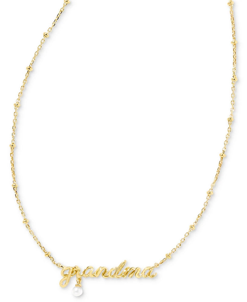 Kendra Scott 14k Gold-Plated Cultured Freshwater Pearl Grandma Script 19" Adjustable Pendant Necklace