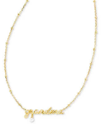 Kendra Scott 14k Gold-Plated Cultured Freshwater Pearl Grandma Script 19" Adjustable Pendant Necklace