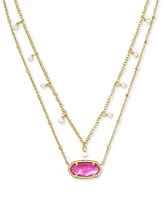 Kendra Scott 14k Gold-Plated Imitation Pearl & Stone 19" Adjustable Layered Pendant Necklace