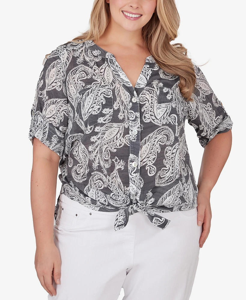 Ruby Rd. Plus Paisley Silky Gauze Top