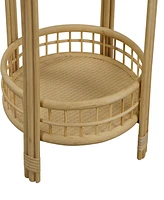 Gallerie Decor Bimini Glass Top Rattan Side Table