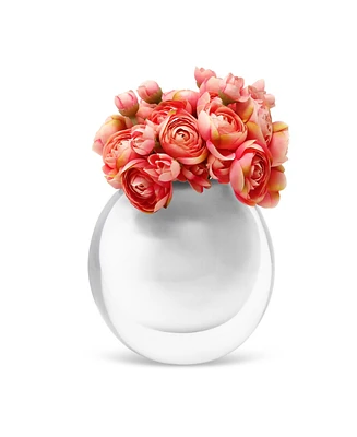 Vivience Double Wall, Inlay Glass Vase with Pink Flowers