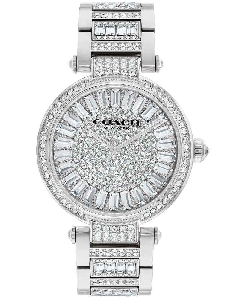 Coach Women's Cary Silver-Tone Stainless Steel Crystal Watch 34mm