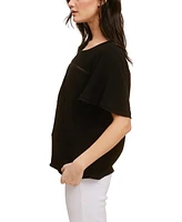 John Paul Richard Cotton Gauze Top with Ric Rack Trim at Yoke