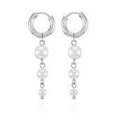 T Tahari Silver-Tone Imitation Pearl Linear Drop Earrings
