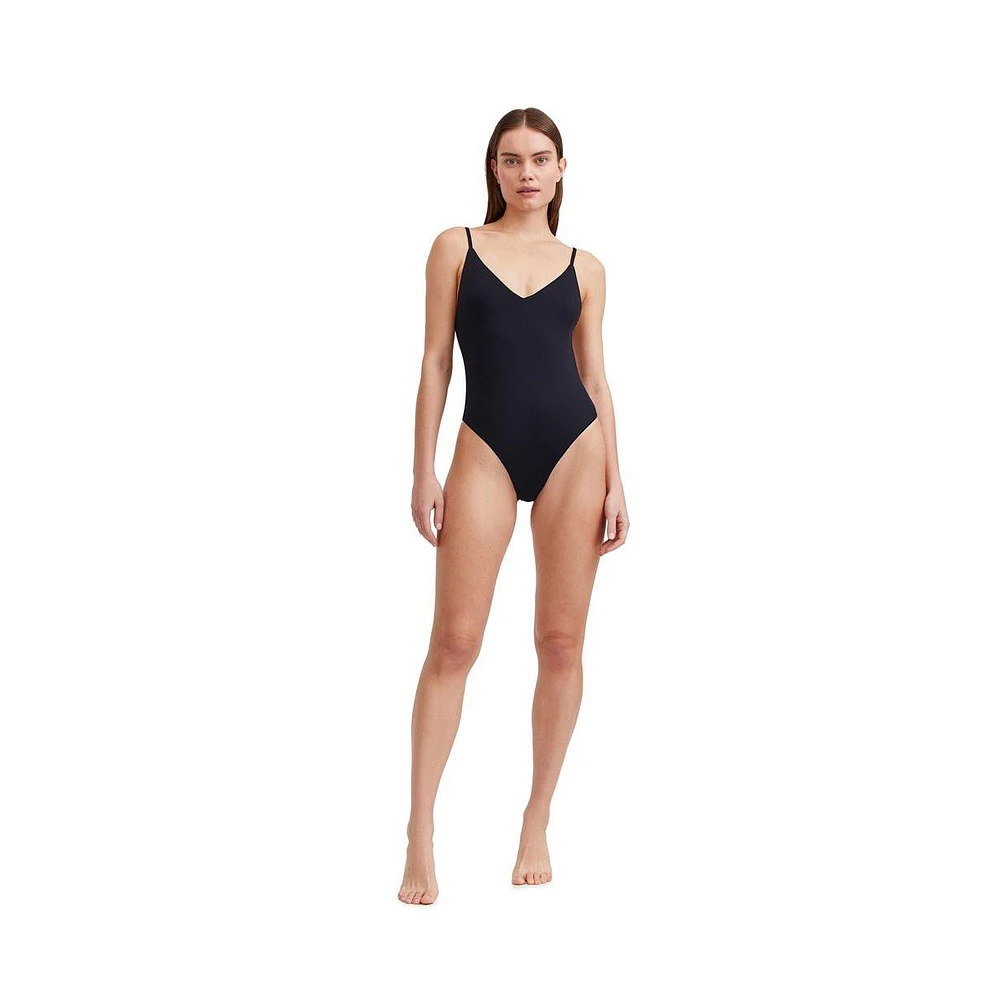 Gottex Women's Solid V neck one piece swimsuit with strap back detail
