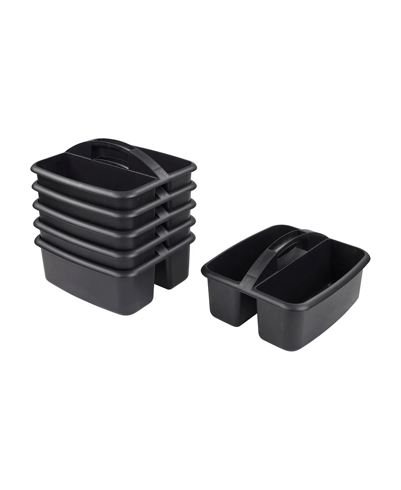 ECR4Kids 2-Compartment Storage Caddy, Black, 6-Pack