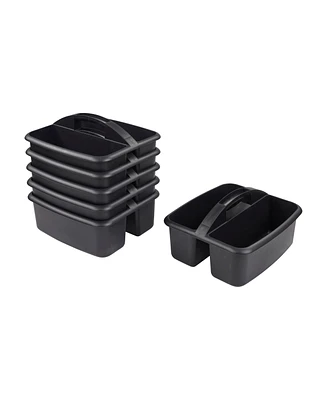 ECR4Kids 2-Compartment Storage Caddy, Supply Organizer, Black, 6-Pack