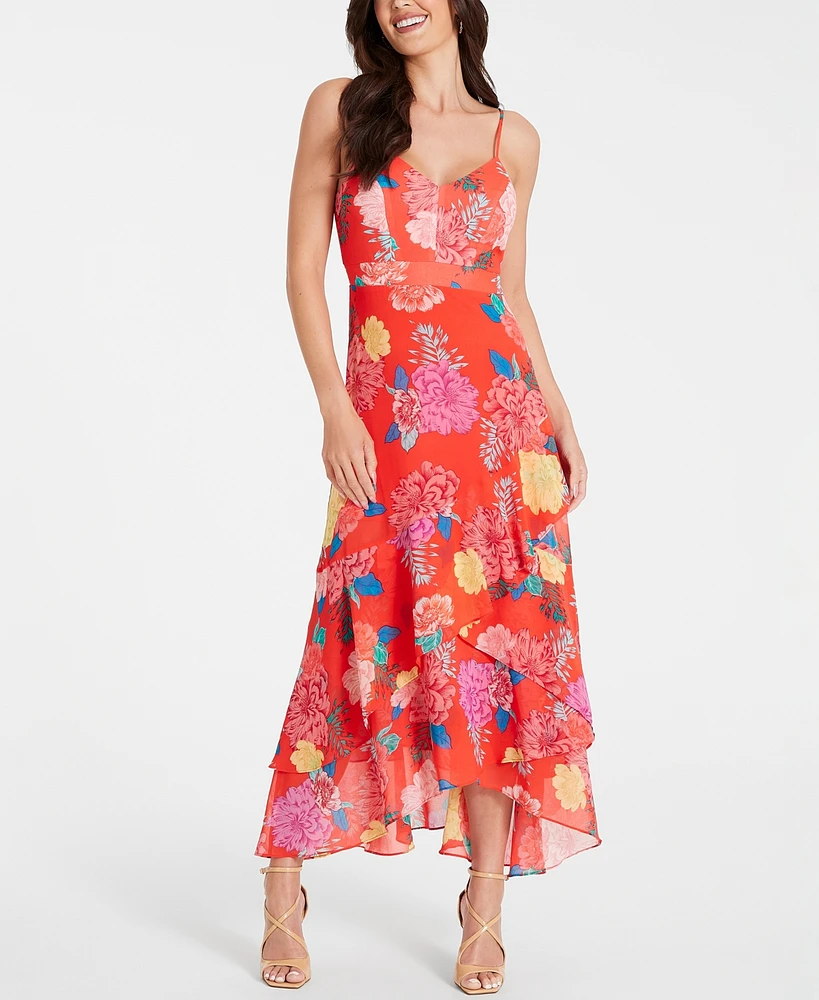 Guess Women's Floral Chiffon Fit & Flare Dress